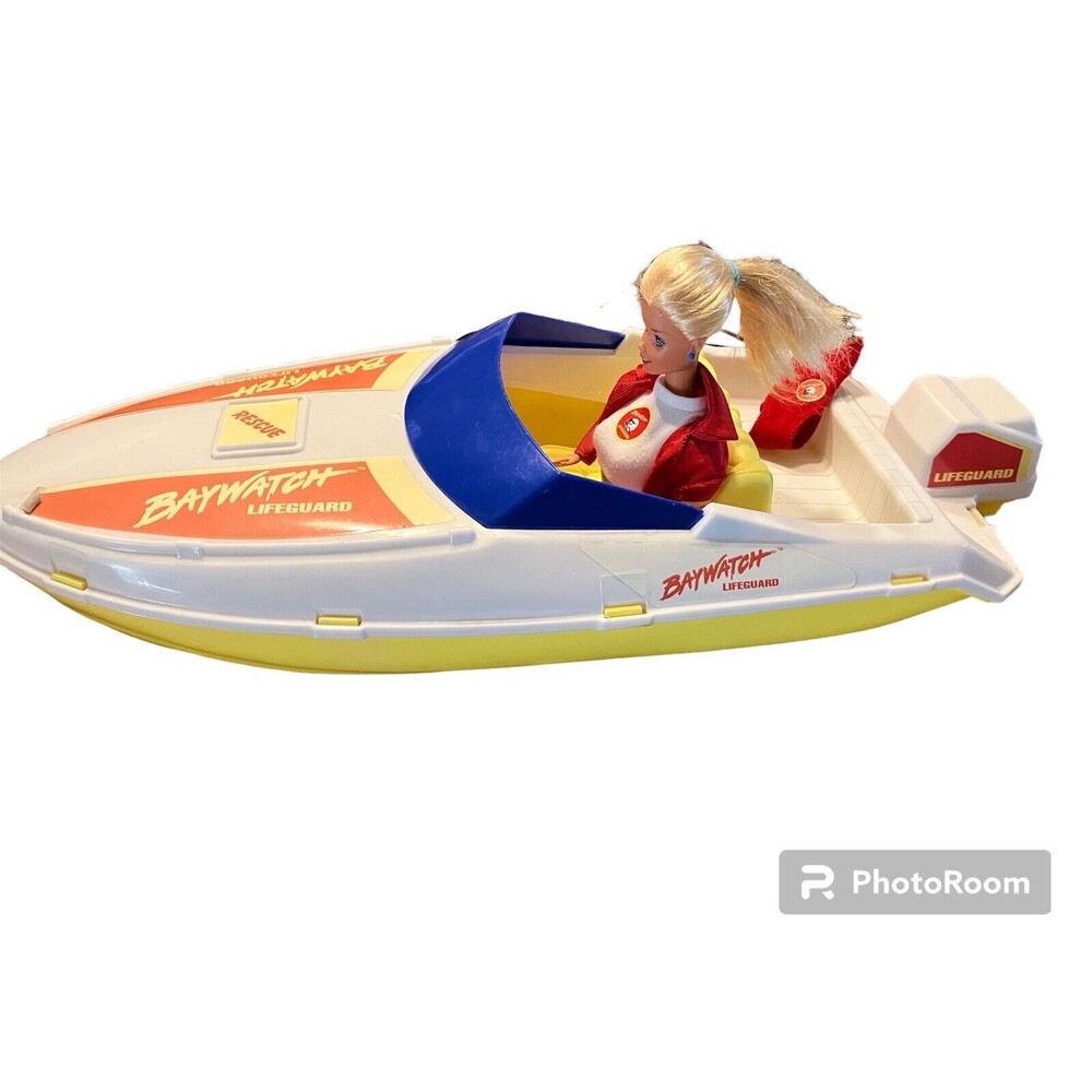 Baywatch Barbie Doll  With Speed Boat Lifeguard Rescue And Accessories